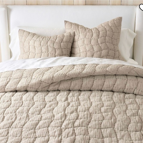 Pottery Barn Other - Pottery Barn Tan Quilted Bedding Set